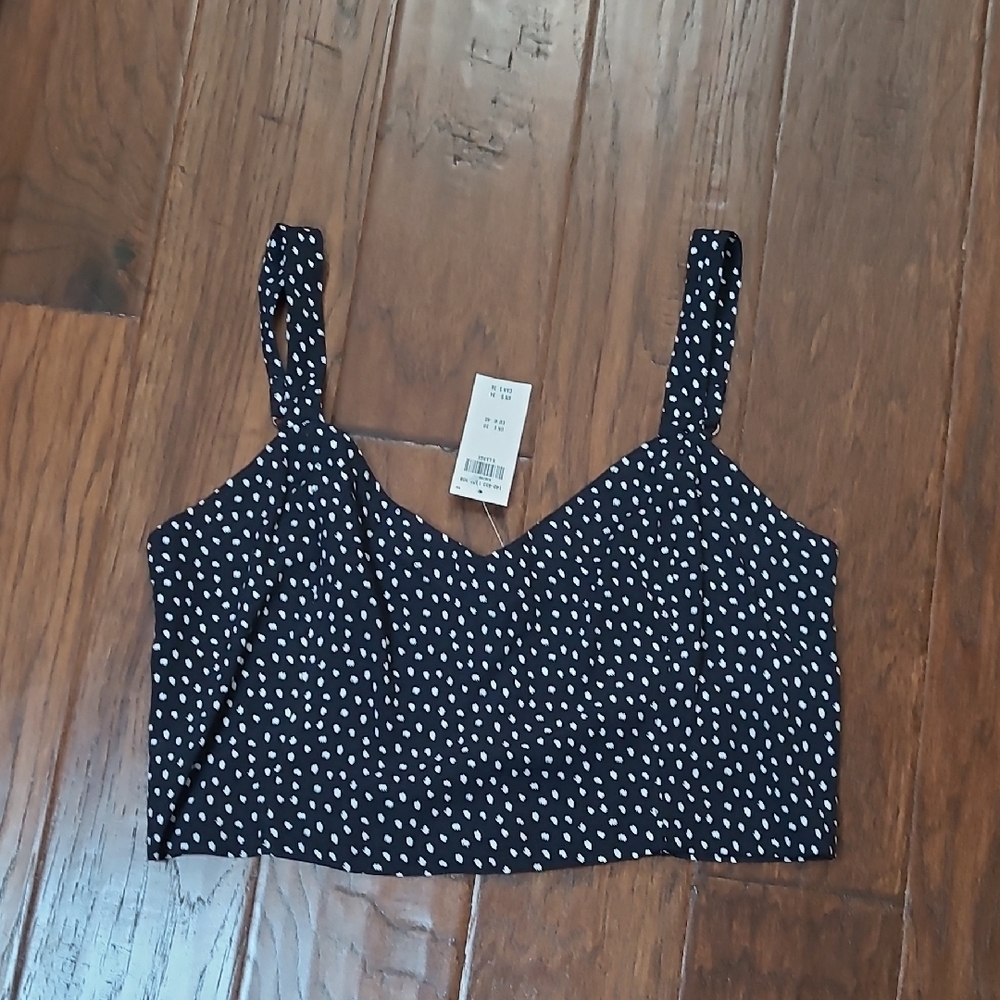 NWT Abercrombie & Fitch Black & White Cropped Top with Adjustable Straps size XL